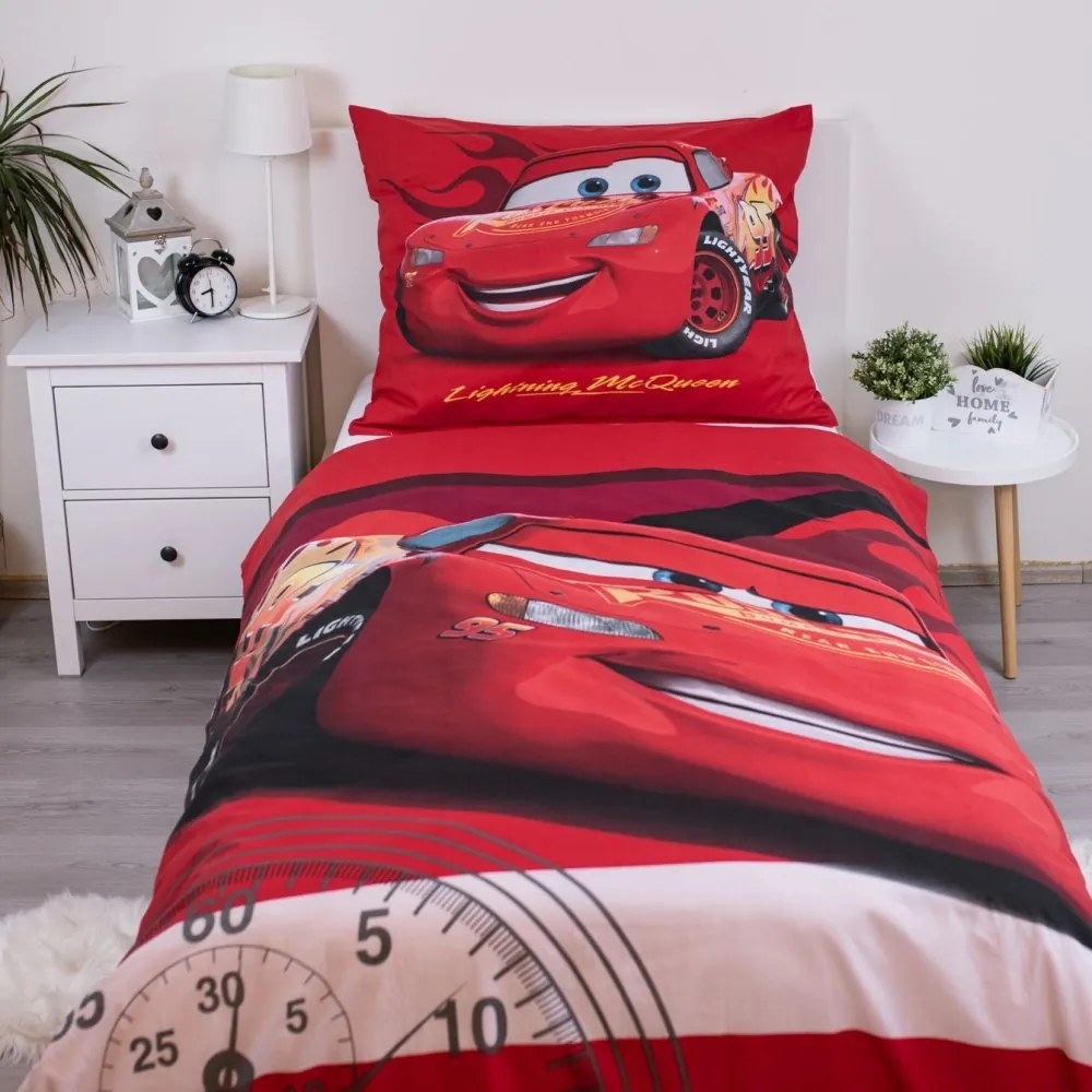 Bavlnené posteľné obliečky Autá / Cars - motív legenda Blesk McQueen - 100% bavlna - 70x90 cm + 140x200 cm