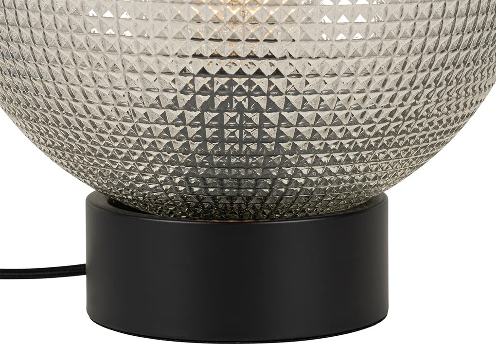 Dizajnová stolná lampa čierna s dymovým sklom - Chico