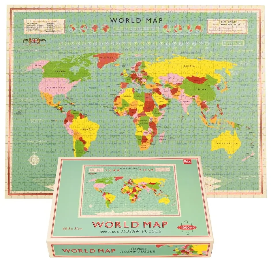 Puzzle (počet dielikov 1000) World Map – Rex London