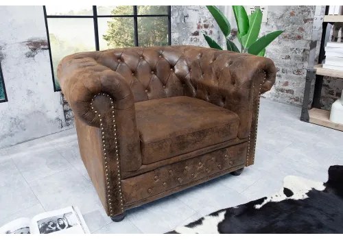 Kreslo 17383 Chesterfield Antik hnedá  - Komfort-nábytok