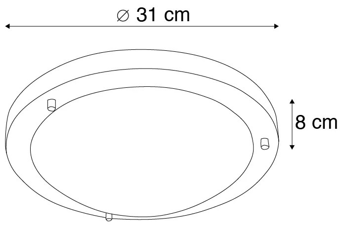 Inteligentné stropné svietidlo oceľ 31 cm vrátane WiFi A60 IP44 - Yuma