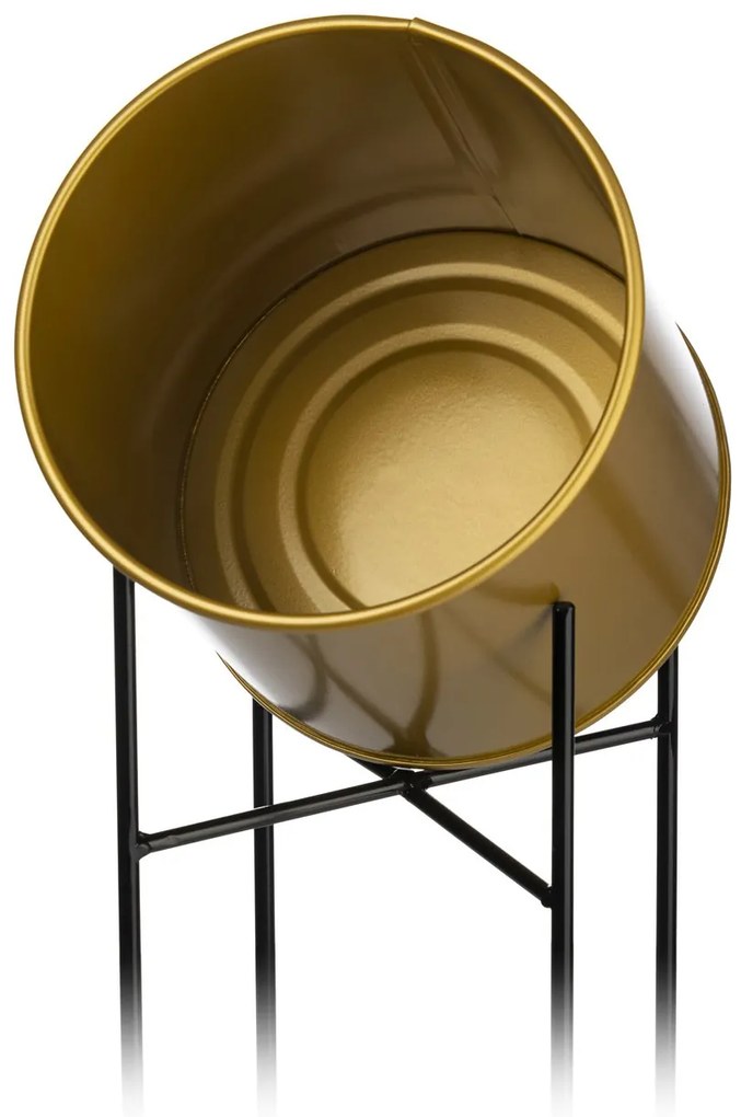 KOVOVÝ KVETINÁČ SO STOJANOM GLAMOUR 95X24 CM ZLATÁ/ČIERNA