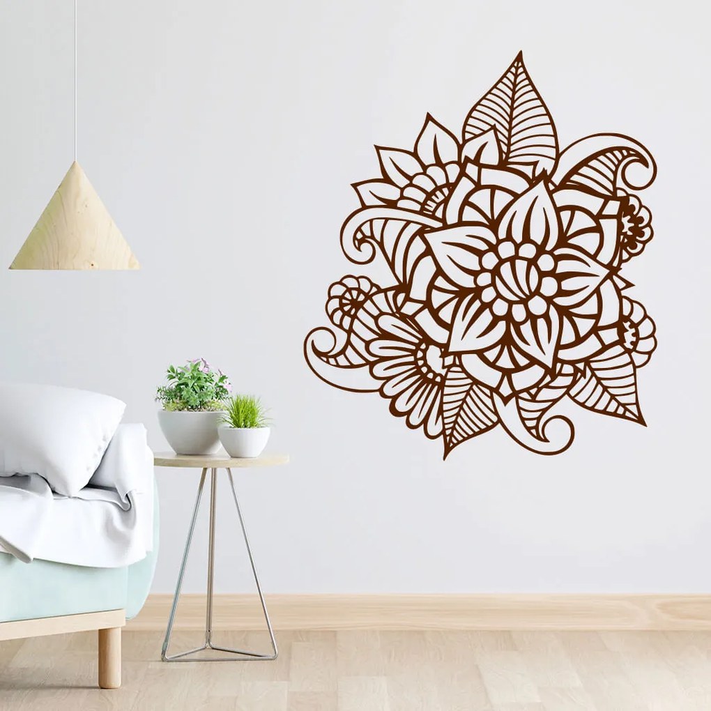 Veselá Stena Samolepka Kvetinový ornament Farba: fialová, Veľkosť: 40 x 34 cm