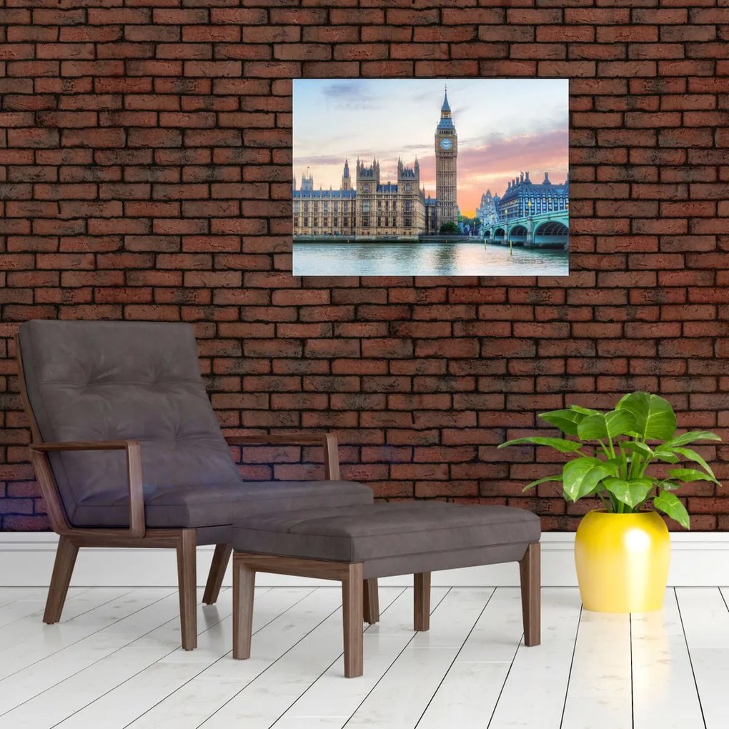 Sklenený obraz - Londýn v pastelových farbách (70x50 cm)