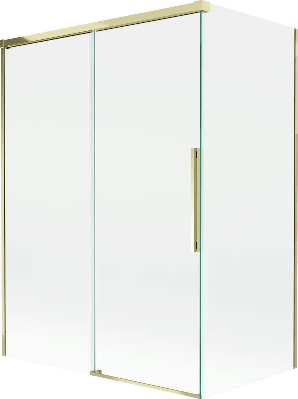 Mexen Rox, 2-krídlová posuvná vaňová zástena 120 + 70 x 150 cm, 8mm číre sklo, zlatý lesklý profil, 8C9-120-070-50-00