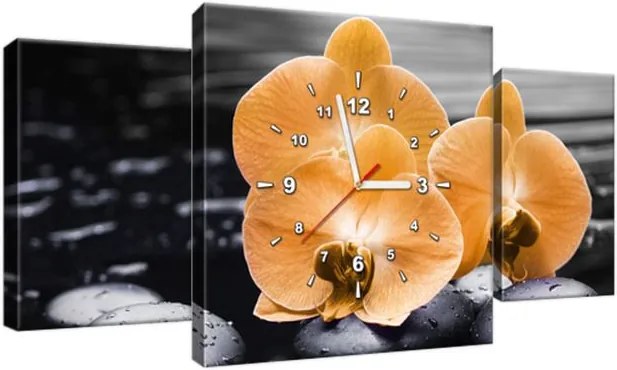 Obraz s hodinami Krásna oranžová orchidea 80x40cm ZP1714A_3AX