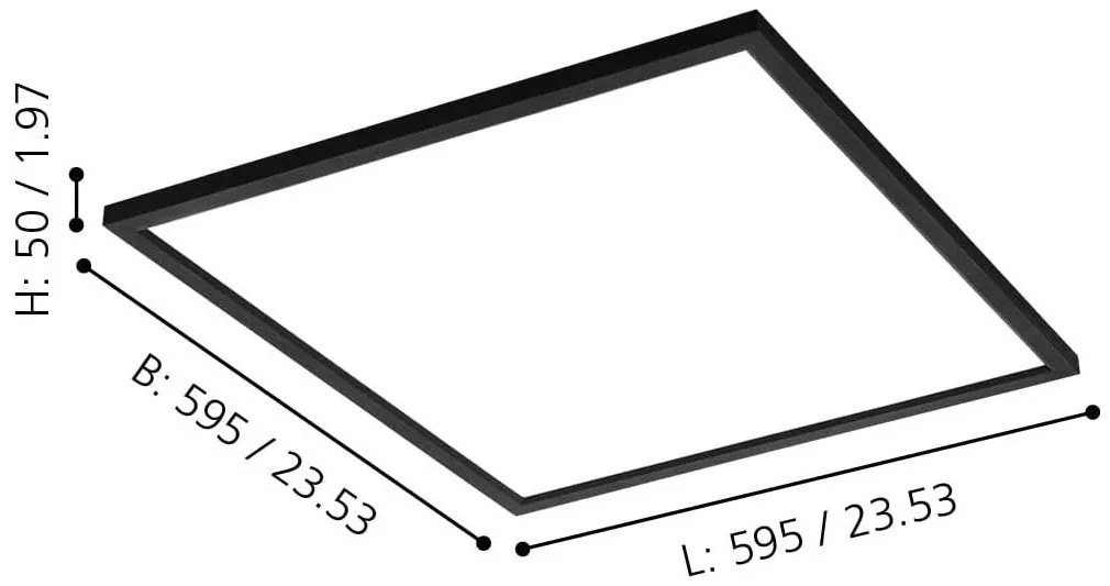 EGLO LED múdre stropné svietidlo SALOBRENA-Z, 33W, teplá-studená biela, 60x60cm, hranaté, čierne