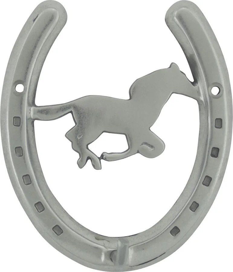Strieborný nástenný háčik v tvare podkovy s jazdcom na koni - 13 * 10cm