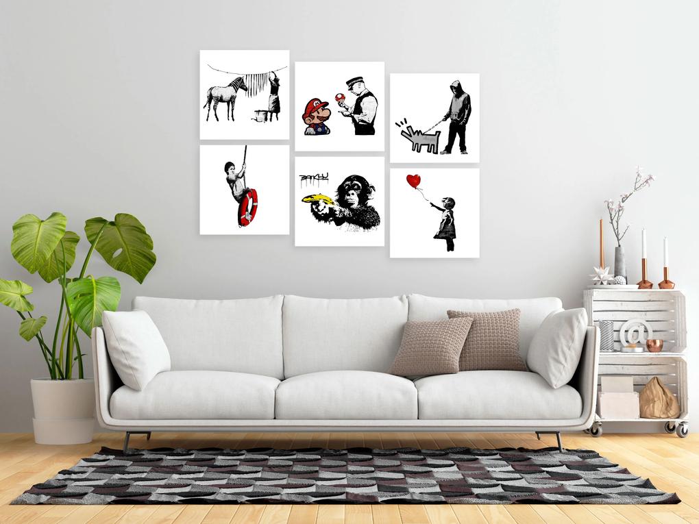 Artgeist Obraz - Banksy Style (6 Parts) Veľkosť: 60x40, Verzia: Premium Print