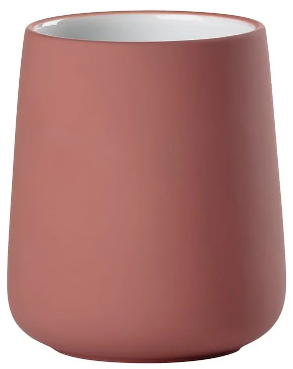 Svetločervený kameninový téglik na zubné kefky Nova – Zone