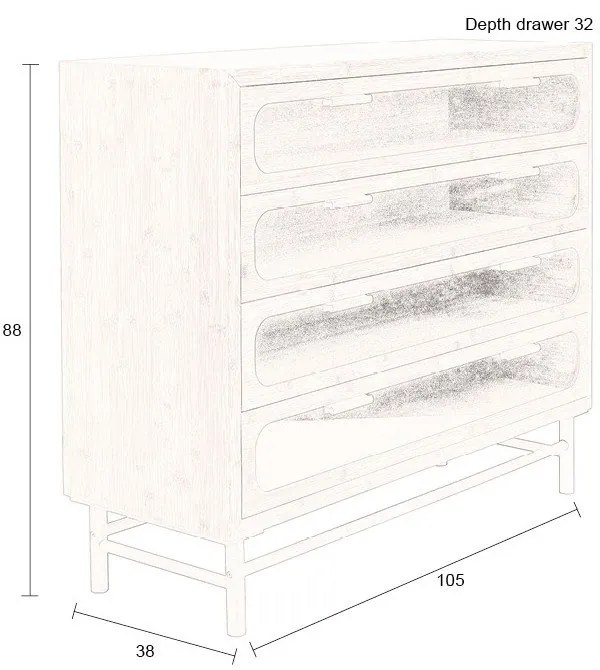 Bambusová komoda v prírodnej farbe 105x88x38 cm Caroun – Dutchbone