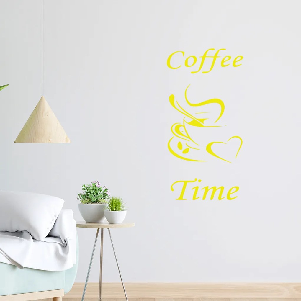 Veselá Stena Samolepka Coffee time Farba: červená, Veľkosť: 60 x 30 cm
