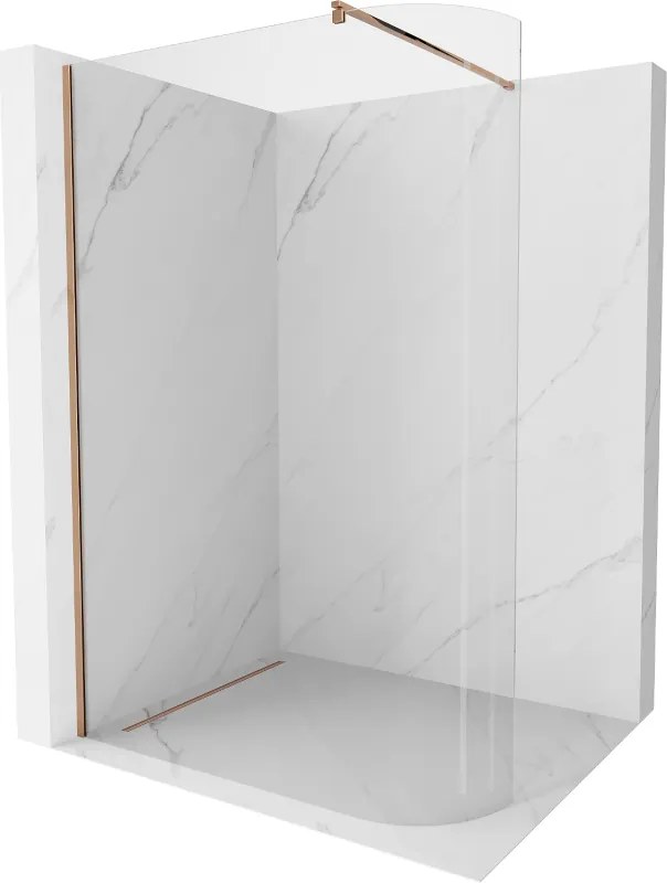 Mexen Kioto, zaoblená sprchová zástena 150 x 200 cm, 8mm číre sklo, ružové zlato profil, 800-150-101-60-06