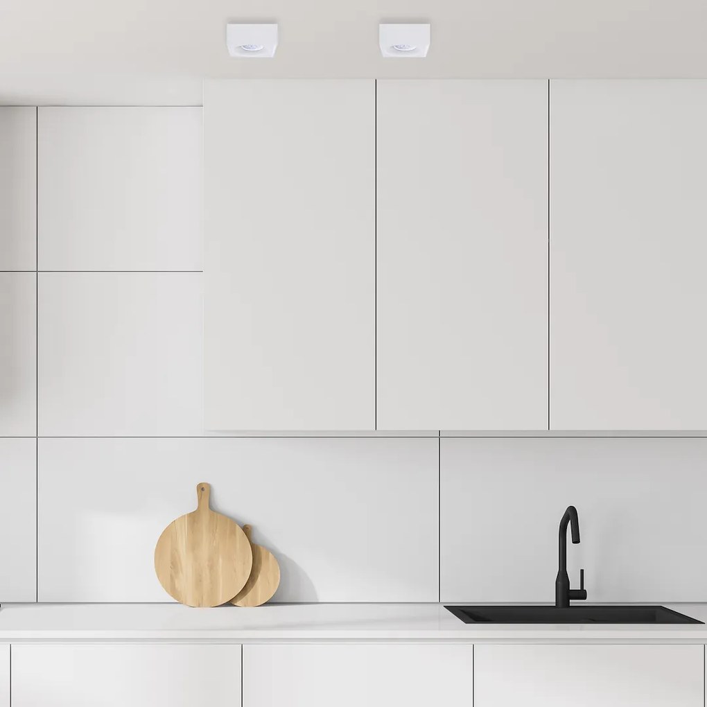 Podhľadové svietidlo Bali Square, 1x biele kovové tienidlo, w