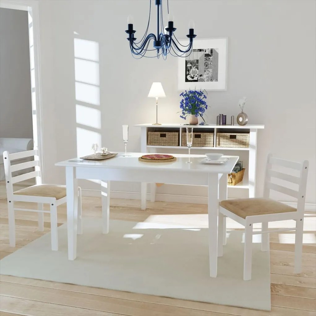 vidaXL Biele drevené jedálenské stoličky, 2 ks, štvorcové