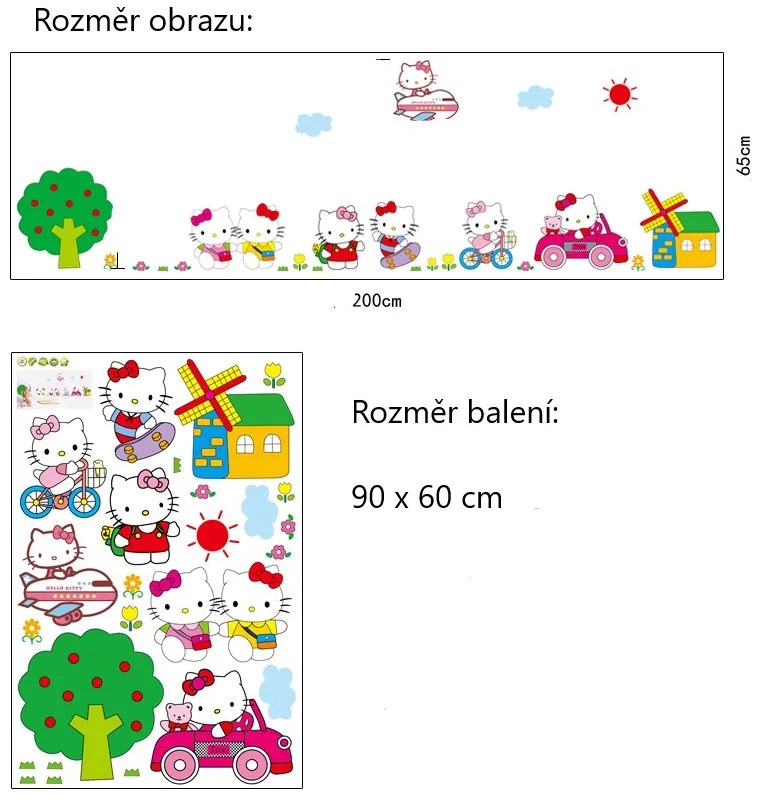 Veselá Stena Samolepka Hello Kitty na výlete