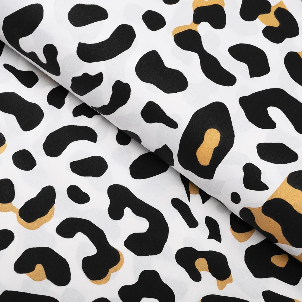 Biante Bavlnený behúň na stôl Sandra SA-409 Leopardí vzor na bielom 45x180 cm