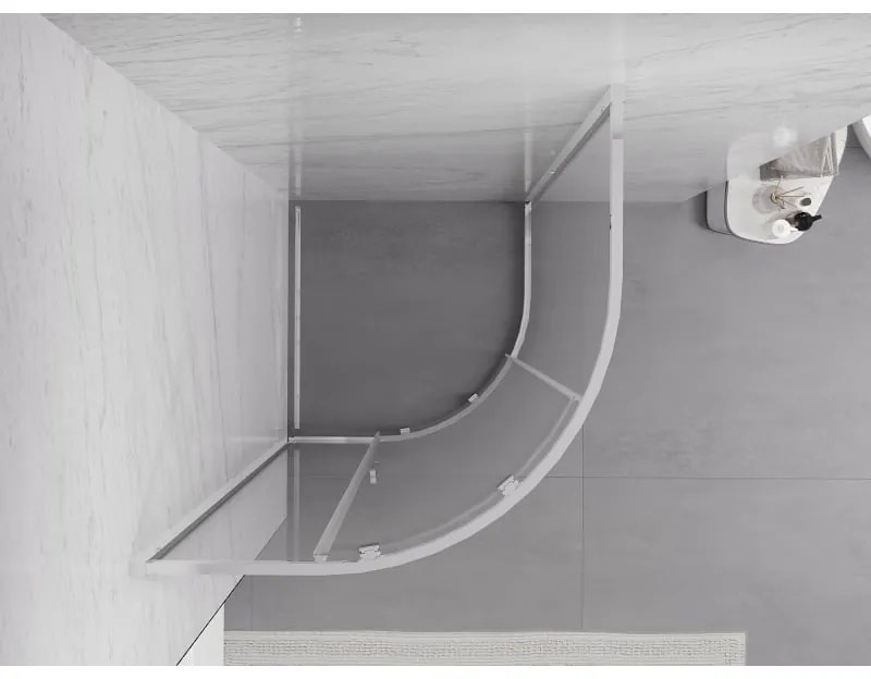 Mexen Exo, štvrťkruhový sprchovací kút s posuvnými dverami 80 x 80 cm, 6mm číre sklo, chrómový profil, 8131-080-080-01-00