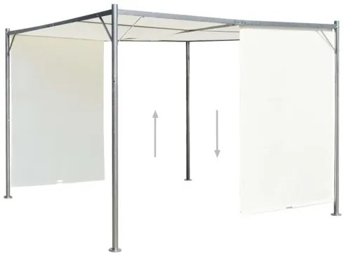 vidaXL Pergola s nastaviteľnou strechou krémovo-biela 3x3 m oceľová-