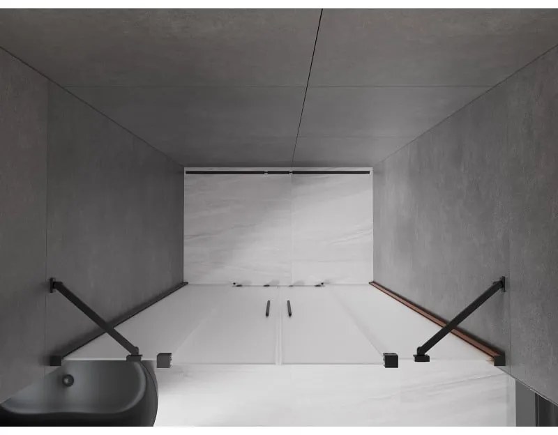 Mexen Velar Duo, posuvné sprchové dvere do otvoru 160 cm, 8mm sklo námraza, čierna matná, 871-160-000-32-70