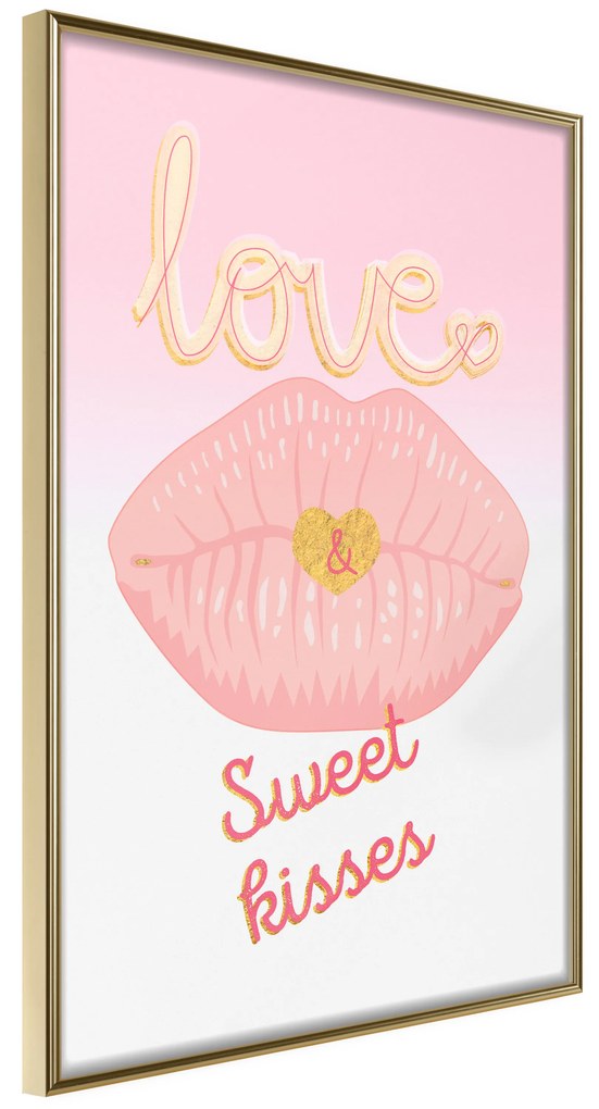 Artgeist Plagát - Sweet Kisses [Poster] Veľkosť: 30x45, Verzia: Zlatý rám s passe-partout