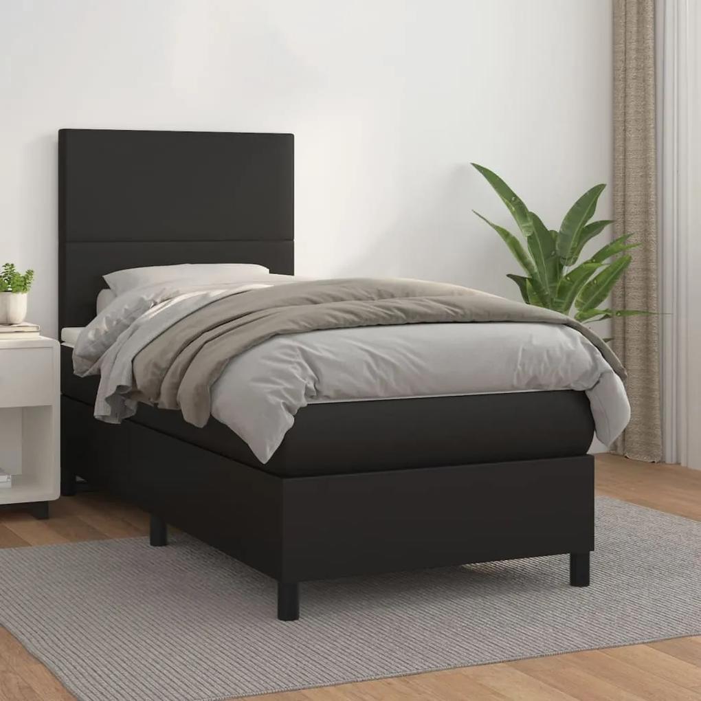 Boxspring posteľ s matracom čierny 90x190 cm umelá koža 3142695
