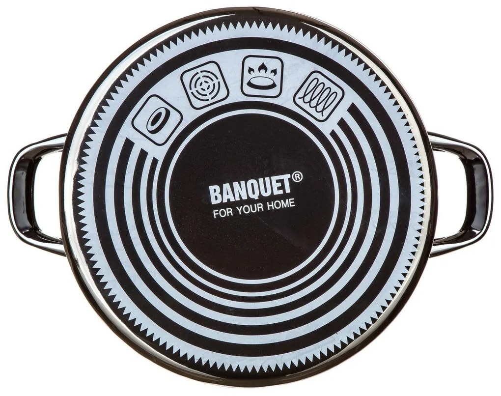 Banquet Smaltovaný hrniec METALLIC Black 26 cm, 6l, s pokrievkou, 26 cm