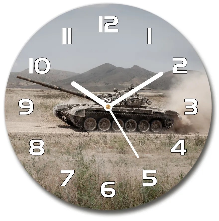 Sklenené hodiny okrúhle Tank na púšti pl_zso_30_f_85502732