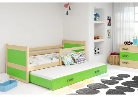 Detská posteľ s výsuvnou posteľou RICO 200x90 cm Zelená Sivá