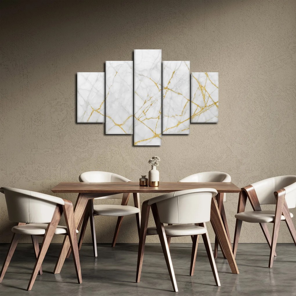 Obraz - Bielo-zlatý mramor (150x105 cm)