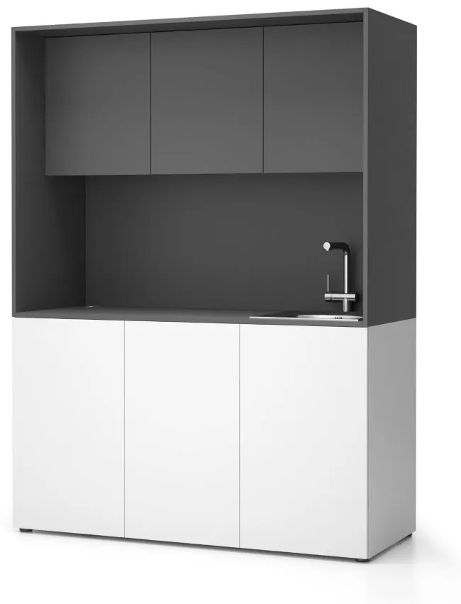 Kuchynka NIKA s drezom a batériou 1481 x 600 x 2000 mm, grafitová, pravá