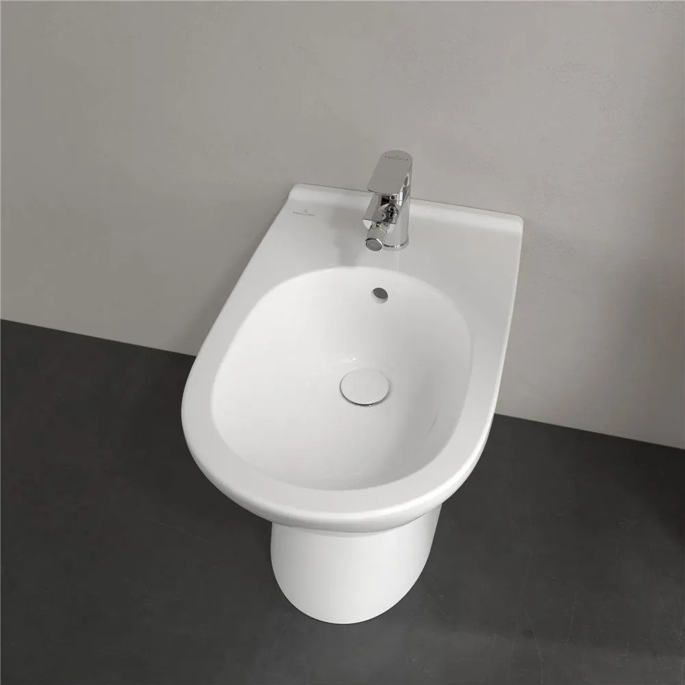 VILLEROY &amp; BOCH O.novo samostatne stojací bidet s otvorom, s prepadom, 360 x 560 mm, biela alpská, s povrchom CeramicPlus, 546100R1