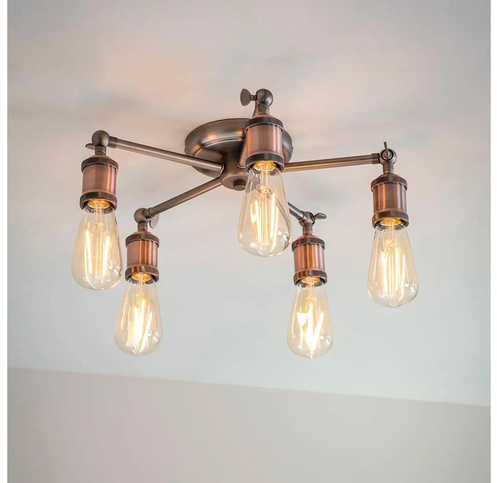 Endon 76336 - Bodové svietidlo HAL 5xE27/40W/230V matný chróm/medená