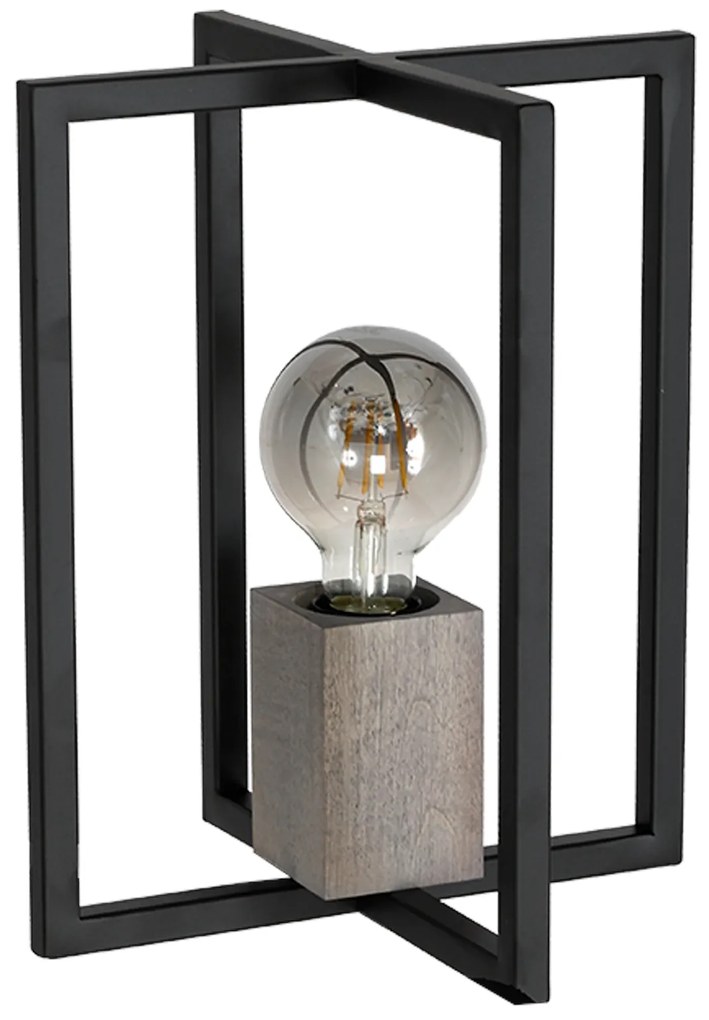 Stolná lampa Ralph, 1x drevené/čierne kovové tienidlo, b