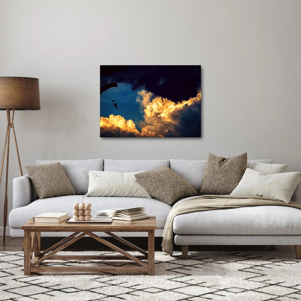 Obraz parašutistu v oblakoch (70x50 cm)