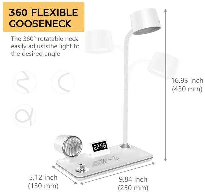 Stolná lampa 4 v 1 MDHL MD-1772 - biela