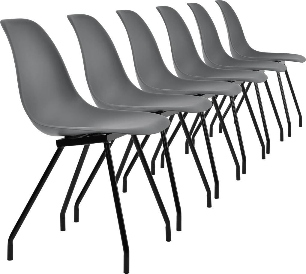 [en.casa] Jedálenské stoličky 6 x AAES-0503 tmavo sivé