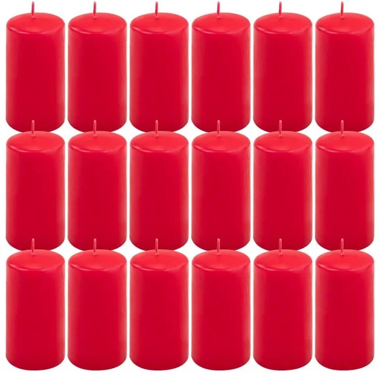 Sada stĺpových sviečok, 11,5 cm, Ø 6 cm, červená, 18 ks