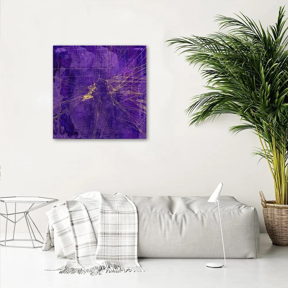 Gario Obraz na plátne Zlaté pruhy fialové pozadie - Andrea Haase Rozmery: 30 x 30 cm