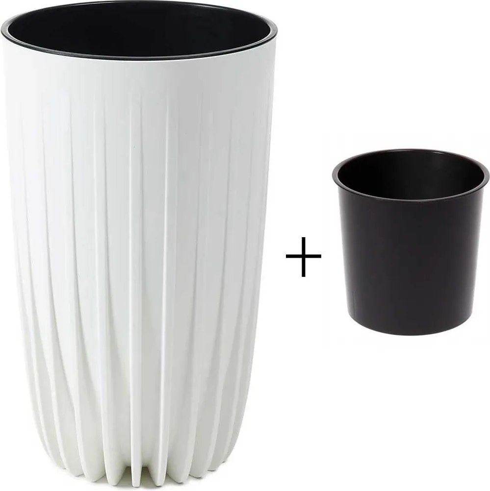 PLASTOVÝ KVETINÁČ STRIPPED ECO 51X30 CM BIELA