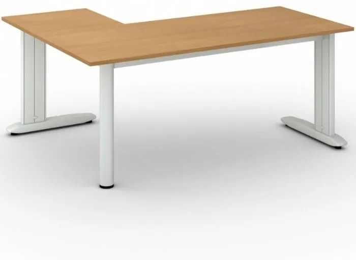 Rohový kancelársky písací stôl PRIMO FLEXIBLE 1800 x 1400 mm, orech