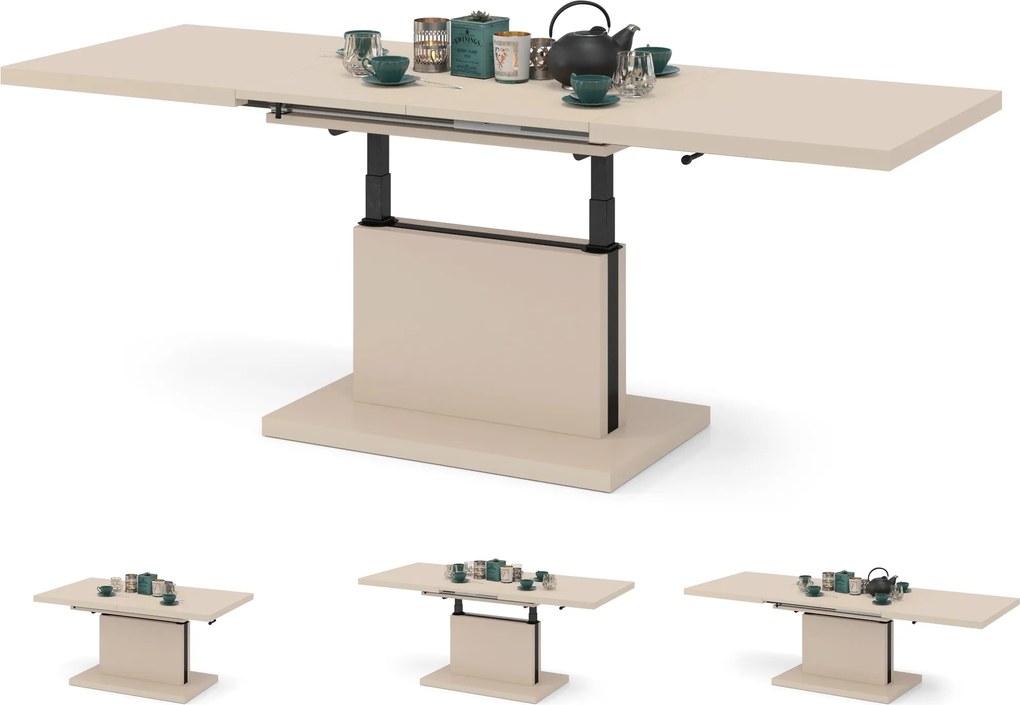 ASTON Béžový [Super Mat / Anti-fingerprint] - MODERNÝ ROZKLADACÍ A VÝŠKOVO NASTAVITEĽNÝ KONFERENČNÝ STÔL KÁŠMÍR