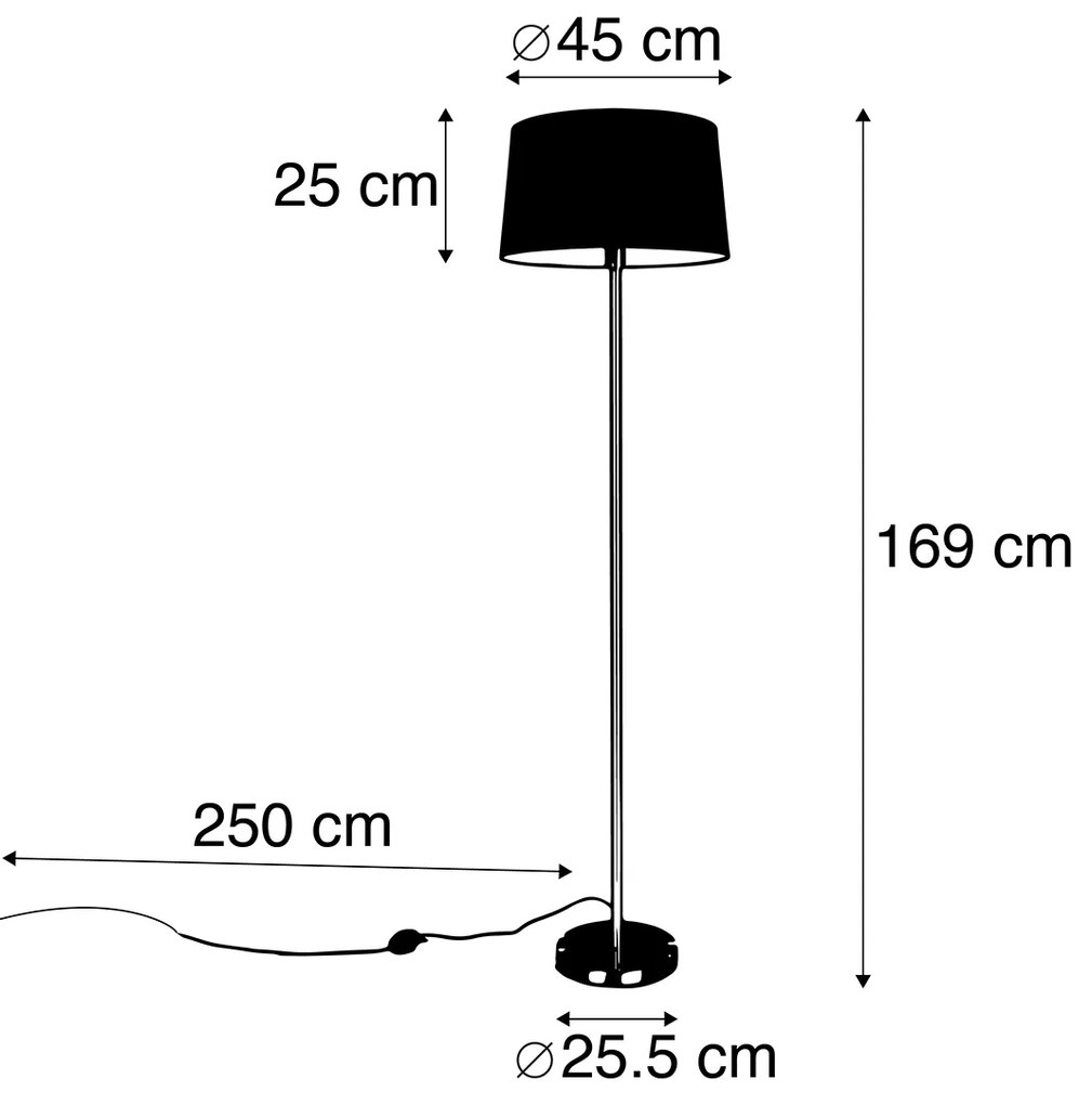 Inteligentná stojaca lampa čierna s čiernym tienidlom 45 cm vrátane Wifi A60 - Simplo