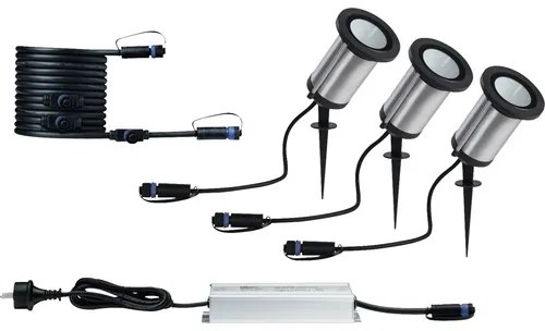 LED vonkajšie bodové svietidlo Paulmann 94286 Plug and Shine IP65 5,1W 310lm 3000K antracit/chróm set