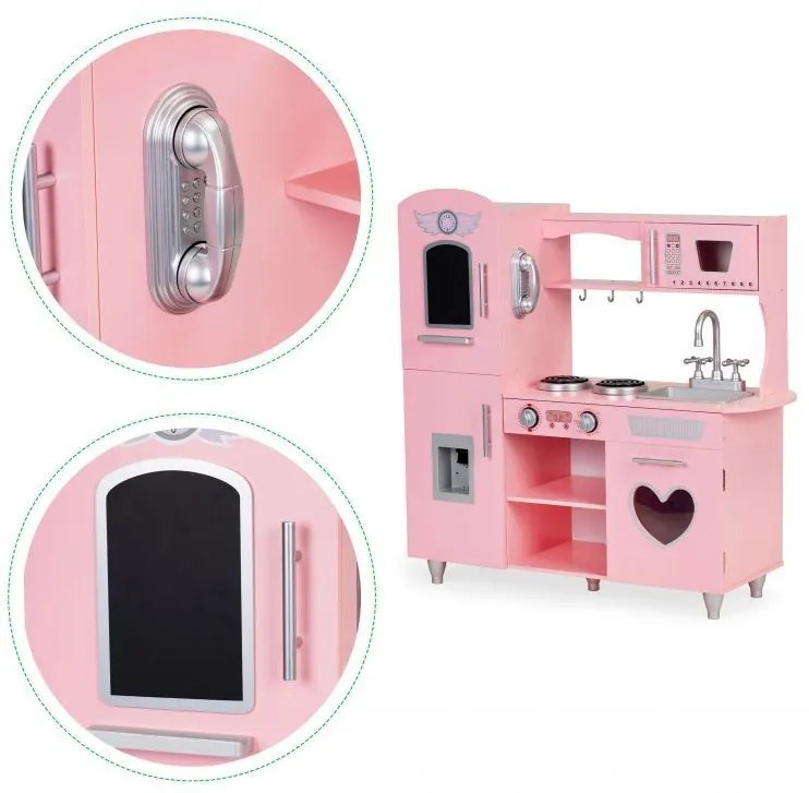 Drevená kuchynka pre dievčatá v ružovej farbe