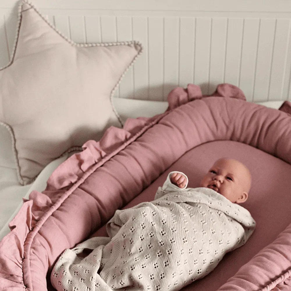 Boho vankúš hviezda s bublinkami púdrovo ružová 50 cm