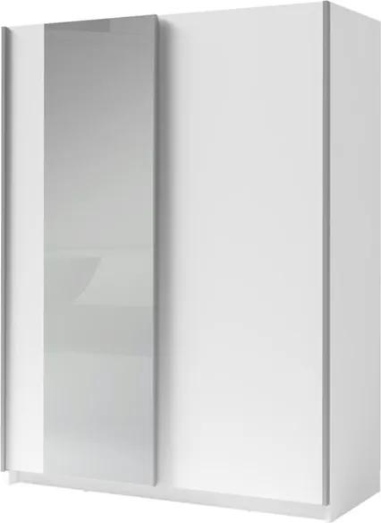 Sconto Šatníková skriňa so zrkadlom SPLIT biela, šírka 150 cm