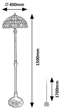 Brilagi - Tiffany vitrážová stojacia lampa LORAS 2xE27/60W/230V