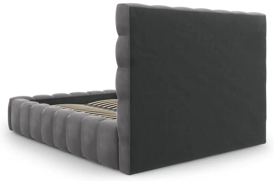 Sivá čalúnená dvojlôžková posteľ s úložným priestorom s roštom 160x200 cm Bali – Cosmopolitan Design