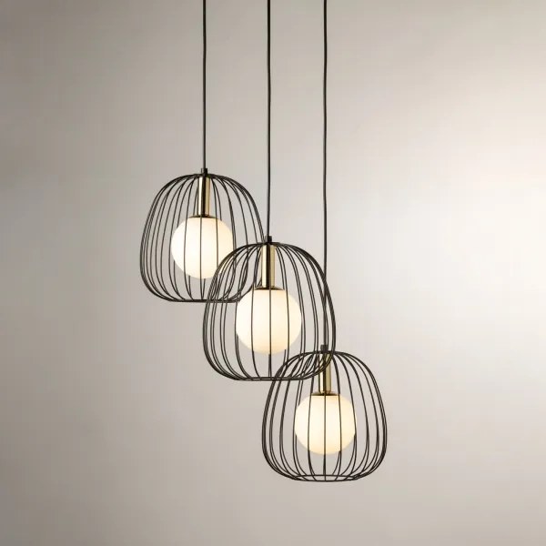 Luster na lanku BELL 3xG9/12W/230V čierna/zlatá